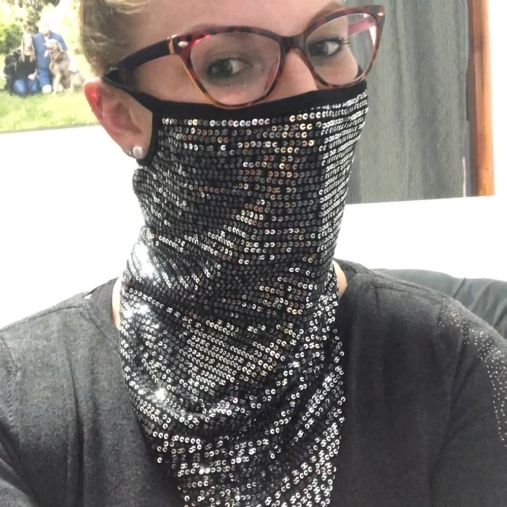 Sequined bandana masks with earloops